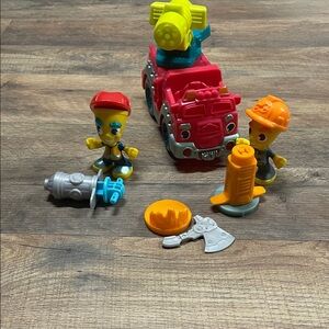 Rescue Team Playset with Red Fire Truck and Yellow Accessories